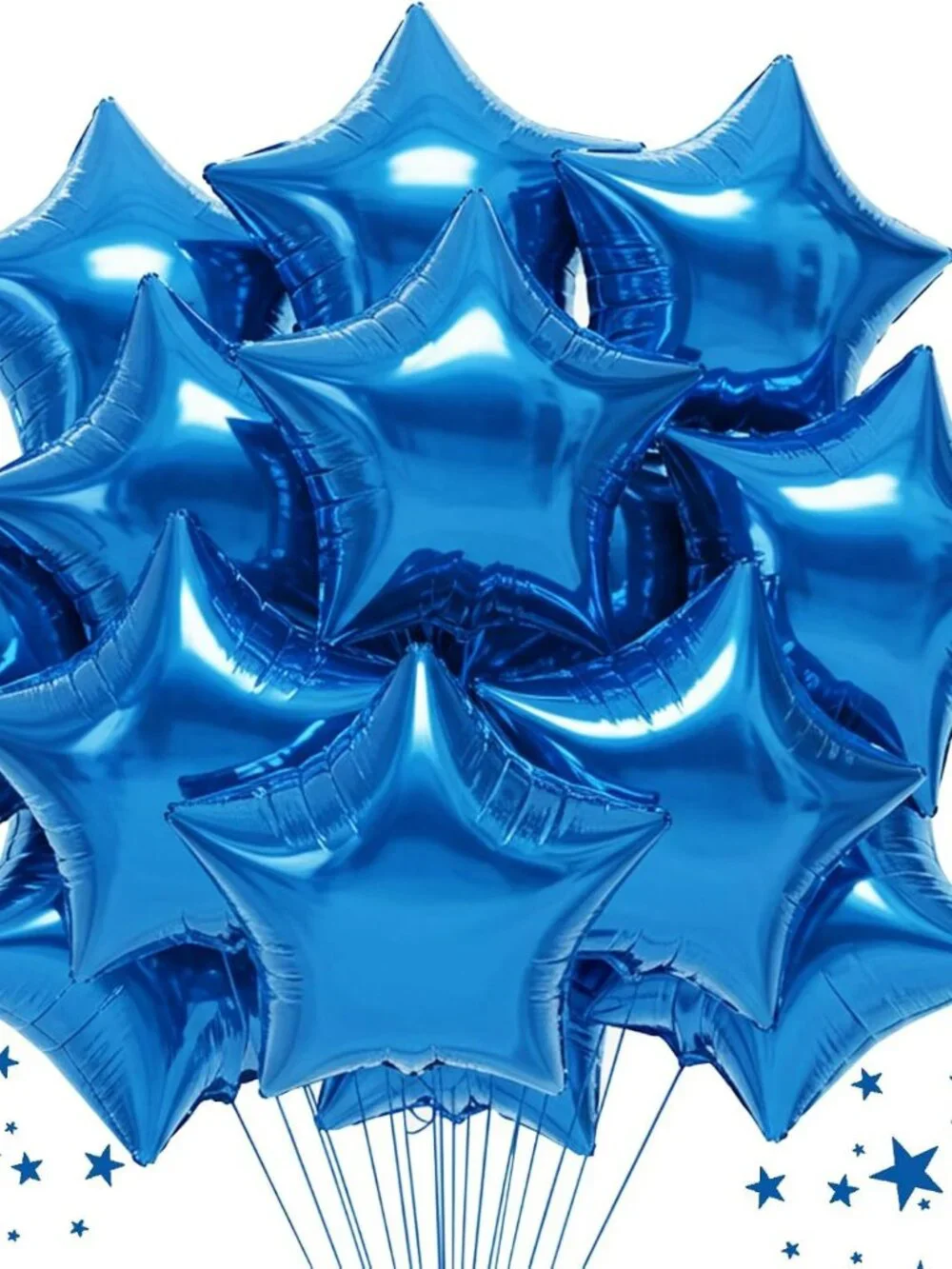 28 Silver & Blue Star Shape Foil Balloons